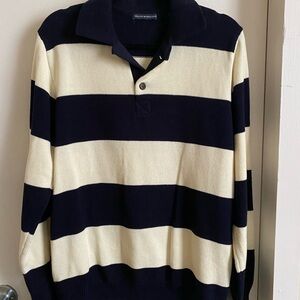 Striped Black and Cream Polo Sweater